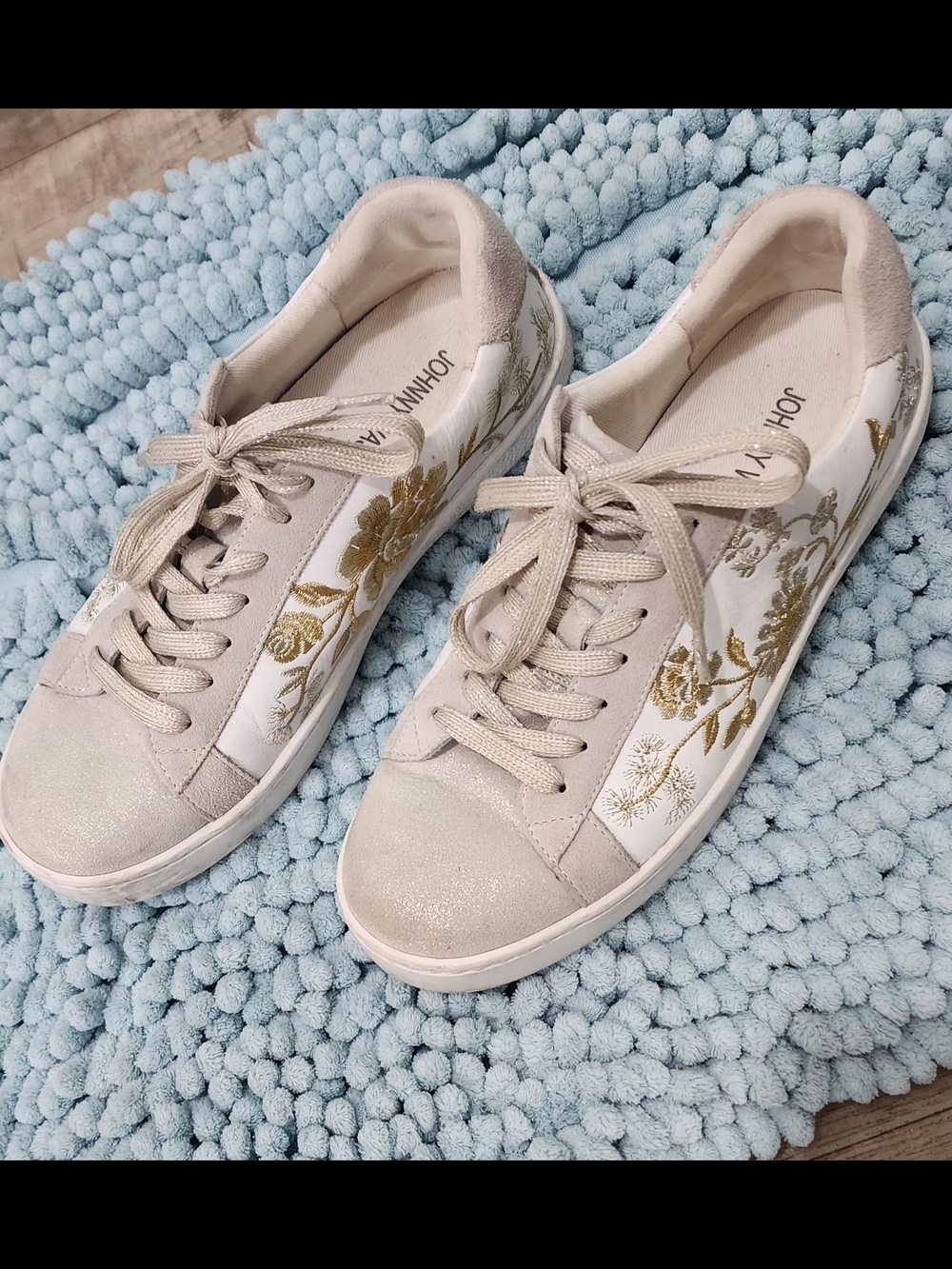 Johnny Was Vixie Floral Low Top Embroidered Metallic Lace-Up Sneakers